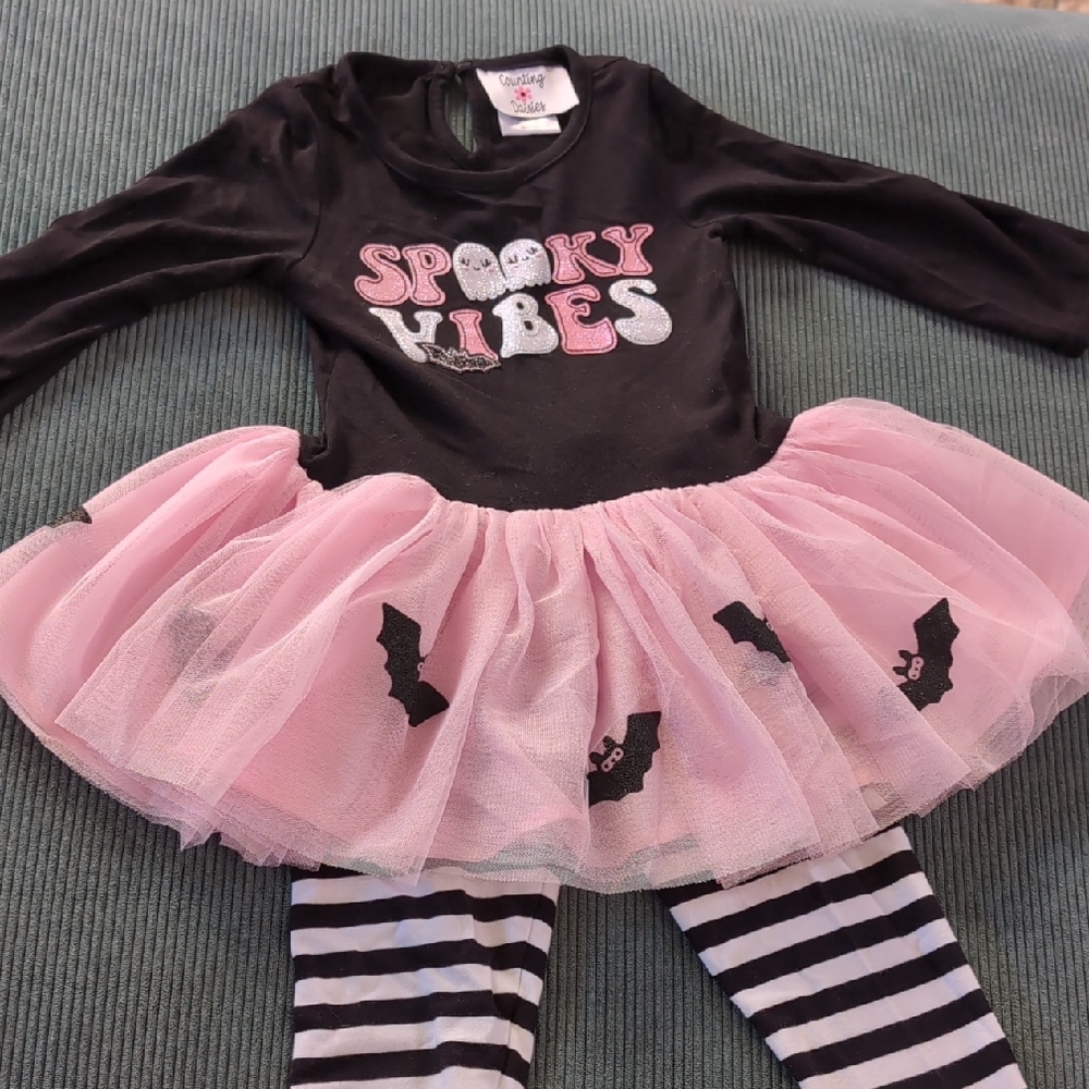Toddler Halloween Dress with Leggings Counting Daisies 2T Spooky Vibes